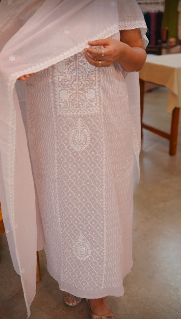 Light lavender mal chanderi suit
