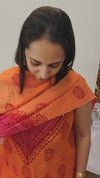 Orange and red Super net kota suit